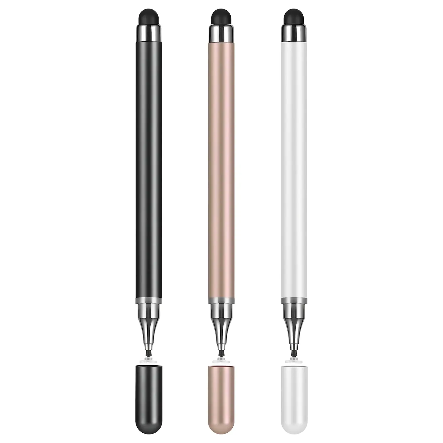 3 Pack Universal Stylus Pen, 2-in-1 Capacitive Touch Screen Stylus with Precision Disc Tip, Compatible with iOS Android Smartphone iPad Tablet, Ideal for Writing Drawing Sketching & Daily Note-Taking