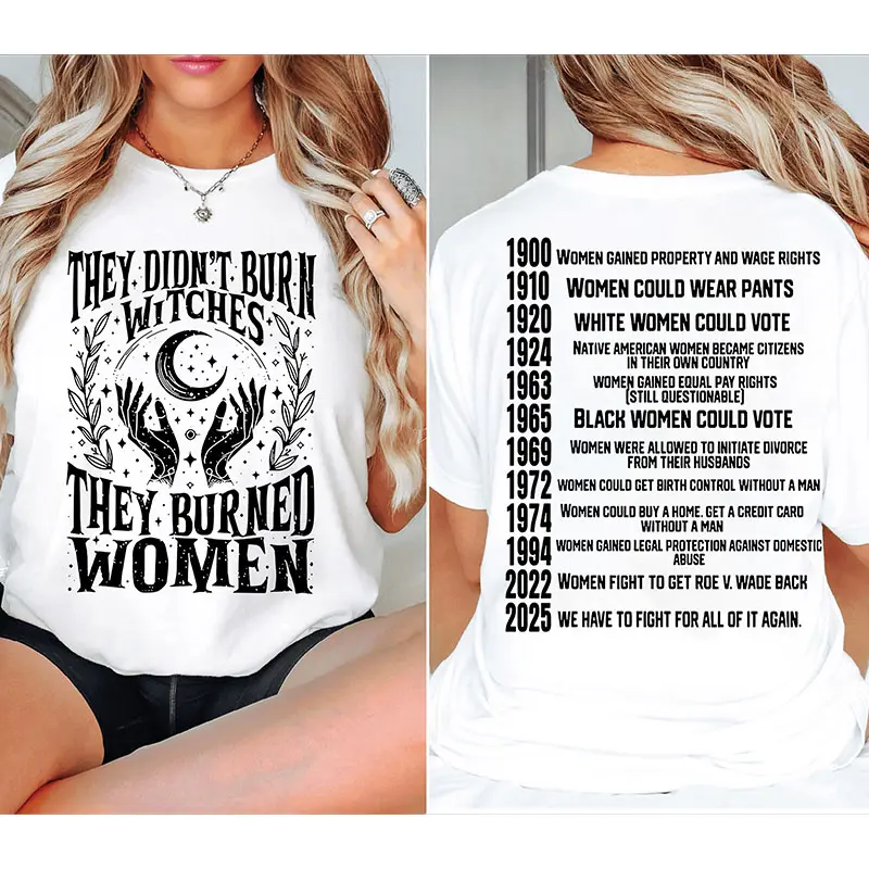 100% Cotton |   2026 New Arrival |   They Didn't Burn Witches |   They Burned Women |   Women's Rights Commemoration |   Witch-Themed T-Shirt |   Women-Themed T-Shirt |   Logo Analysis.