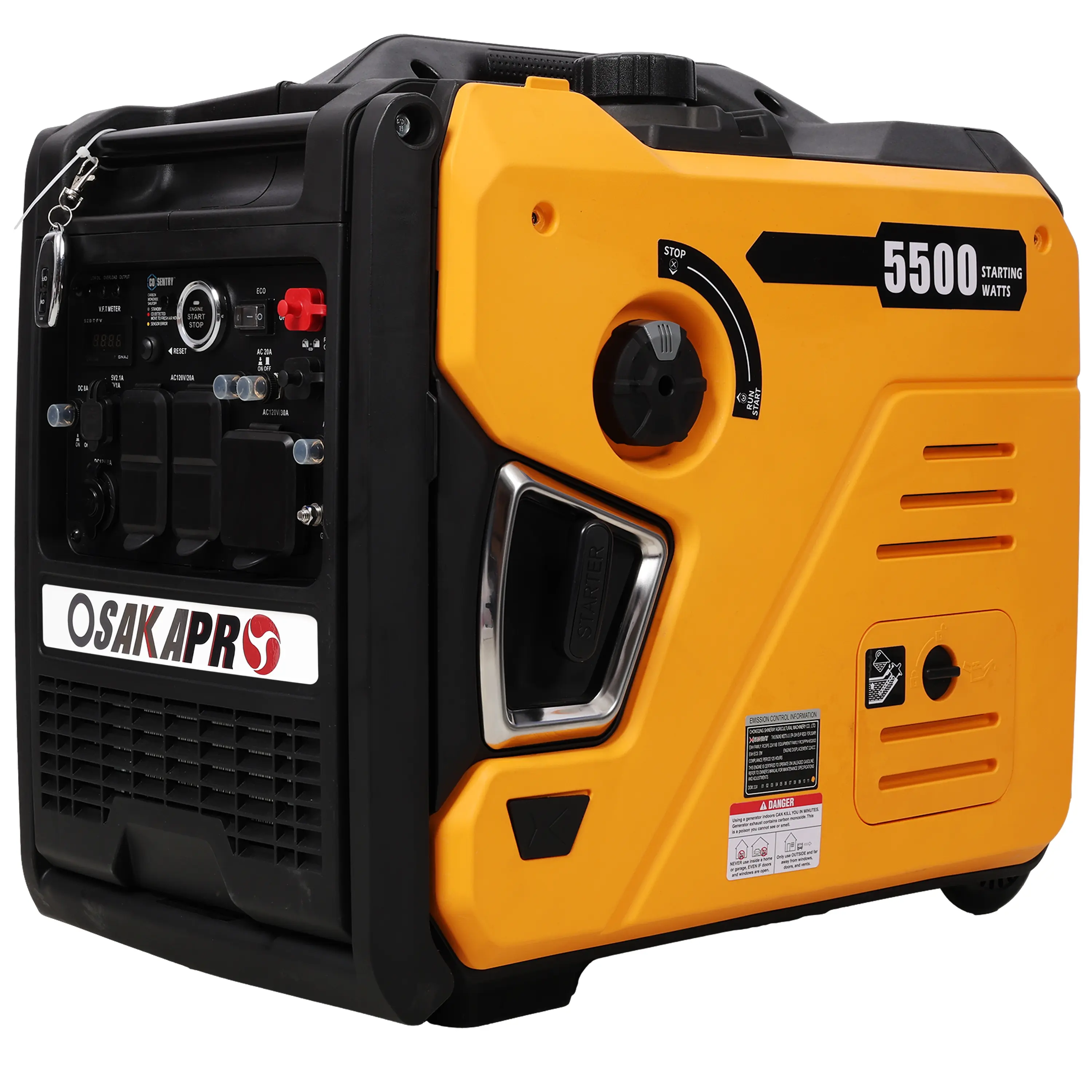 5.5KW Super Quiet Inverter Portable Generator - 224cc 4-Stroke EPA Compliant Unit with Wheels for Quiet Runtime