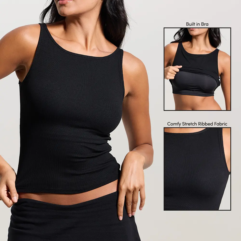 klassy Ribbed Dainty Boat Neck Brami - Casual Top for Women, Stretchy Fabric, Essential Womenswear