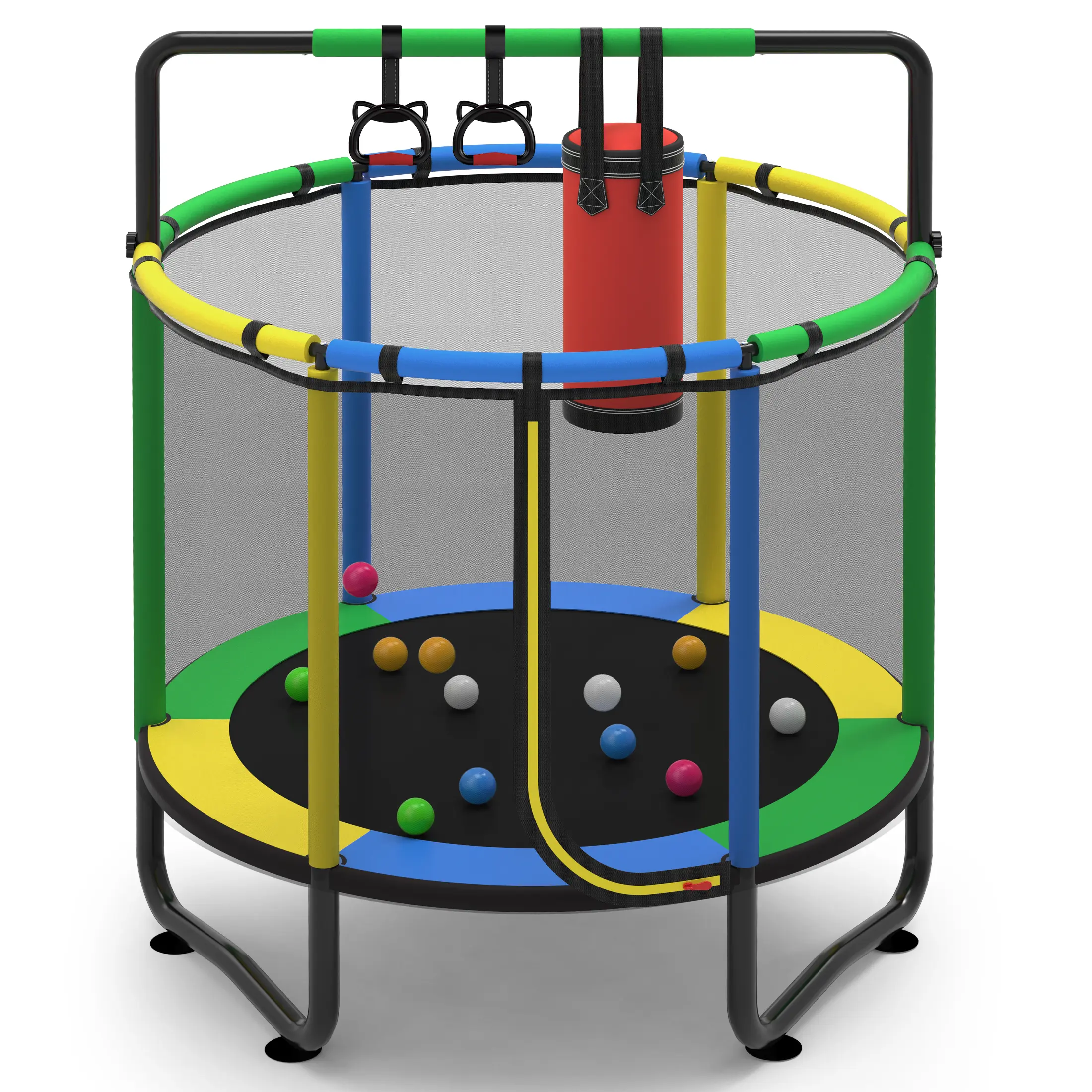 Segmart Mini Round Trampoline for Kids，55'' Indoor Outdoor Toddler Trampoline with Enclosure Net, Sandbag, Ring, Ocean Balls, Small Trampoline Gift for Boys Girls, Best Christmas Gift for Kids, Black Friday