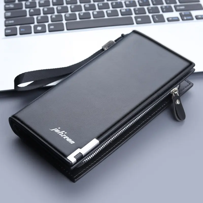GOODBEE Men's Chic Long Wallet with Zip Closure, Phone Holder, Large Capacity Leather Clutch, Multi-Card Slots, Cash Organizer, Travel Accessory, Men's Wallet