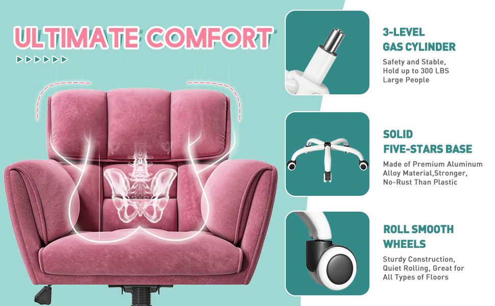 Raybee Cute Vanity Chair with Back Skin-Friendly Material, Modern Adjustable Height Upholstered ,Home Office Makeup Chair with Wheels, Comfy Gaming Chairs with Side Pockets for Bedroom Raybee Cute Vanity Chair with Back Skin-Friendly Material, Modern Adjustable Height Upholstered ,Home Office Makeup Chair with Wheels, Comfy Gaming Chairs with Side Pockets for Bedroom