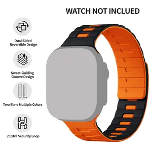 Bandletic Magnetic Watchband Compatible with iWatch Bands for Men Women,Dual Sided Reversible Silicone Sport Strap for iWatch 42mm(Series 11/10), 41mm(9/8/7), 40mm(SE3/SE2/SE/6/5/4), 38mm(3/2/1)