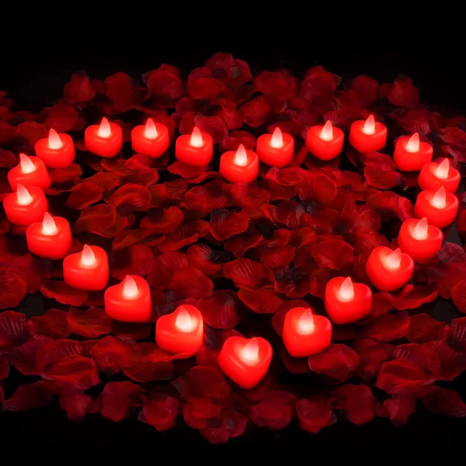 PLUS-72 Pcs Red Candles + 6000 Pcs Red-Black Petal