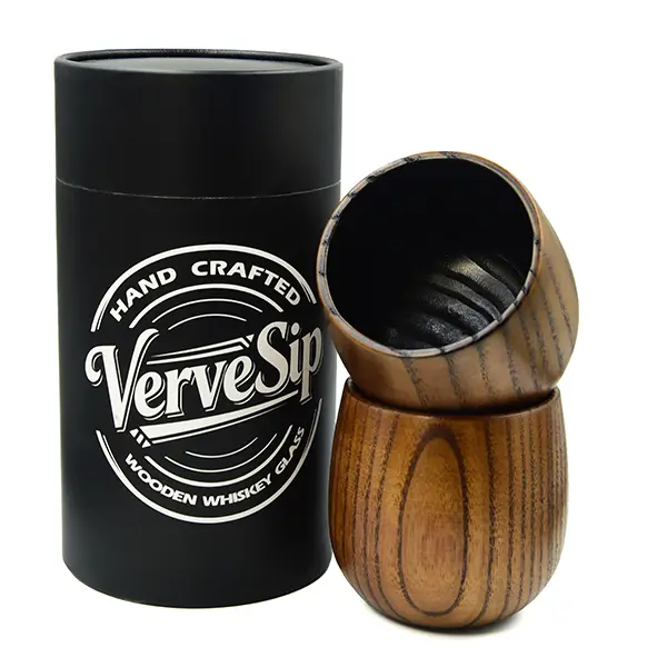 【VerveSip】1-Pack Wood Grain Whisky Cup, Durable Unbreakable Bourbon Glass, Food-Safe Premium Kitchen Drinkware, Premium Gift-Ready Packaging, Ideal Gift for Men, Suitable for Home & Camping Use