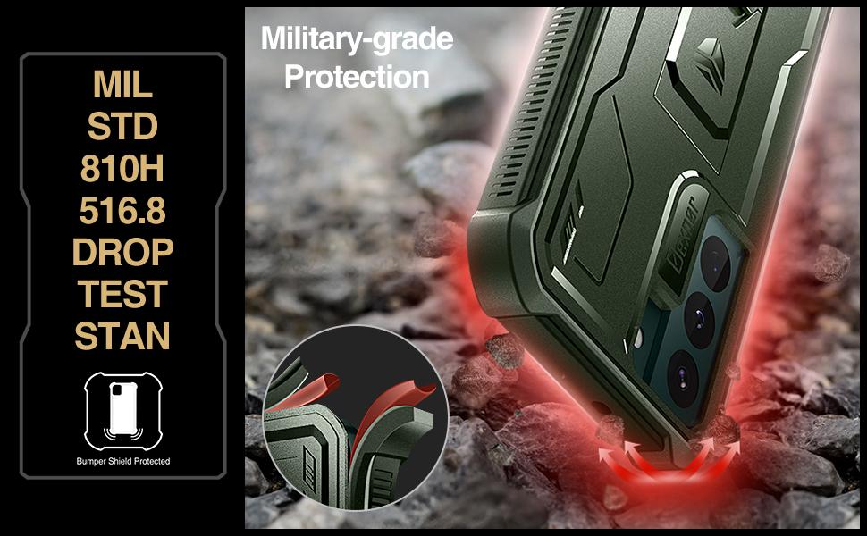 Dexnor for Samsung Galaxy S22 Plus Case, [Built in Screen Protector and Kickstand] Heavy Duty Military Grade Protection Shockproof Protective Cover for Samsung Galaxy S22 Plus 5G