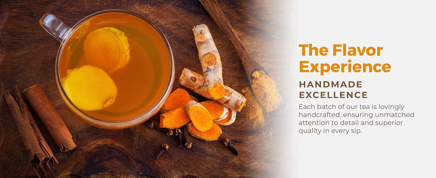 Tea Bags Turmeric Ginger Cinnamon Tea,100% Natural, Hand-made Blend of Turmeric, Ginger, and Cinnamon.No Sugar,No Caffeine,No Gluten,Vegan.
