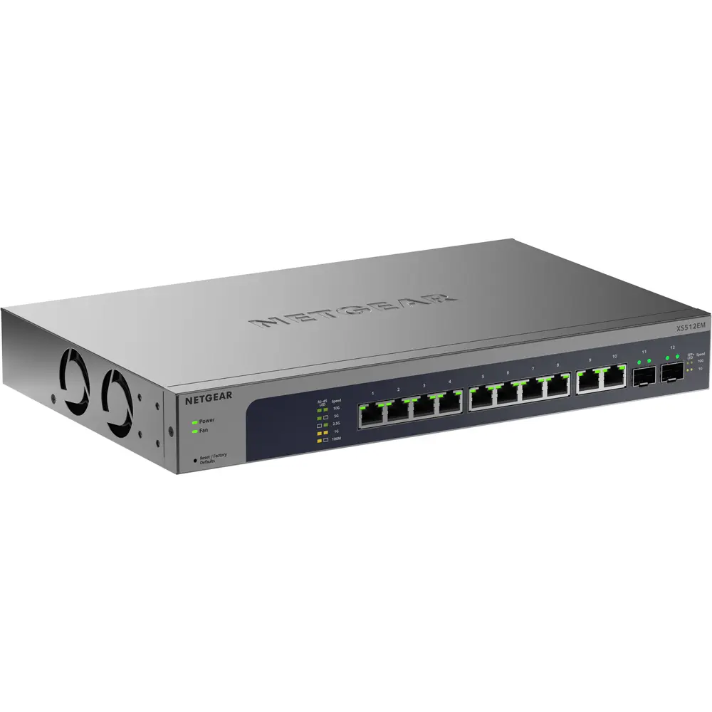 NETGEAR XS512EMv2 Managed Network Switch, 10-Port, 10-Gigabit Connectivity, Managed Ports, Data Routing Support