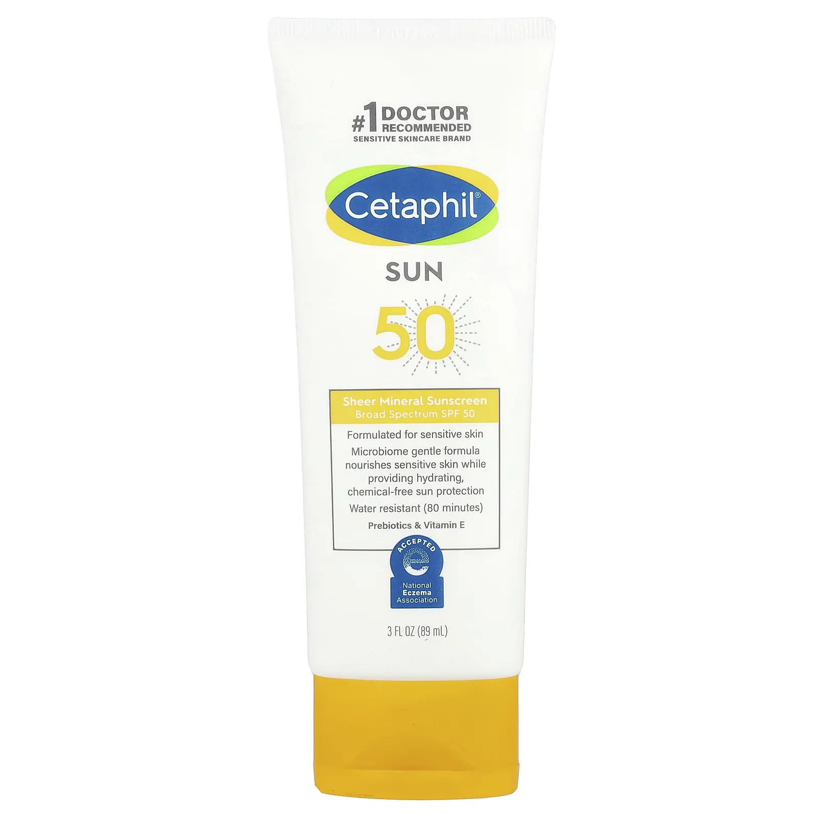Cetaphil Sheer Mineral Sunscreen, SPF 50, 3 fl oz (89 ml) | HSA/FSA Eligible