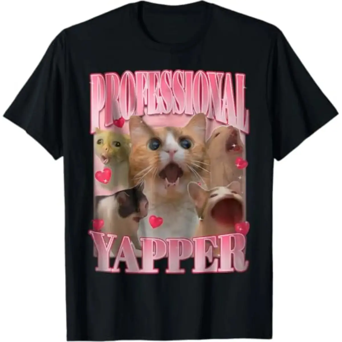Men's Short-Sleeve Basic Streetwear T-Shirt - Professional Yapper Cat, Funny, Oddly Specific, Dank Meme Top, Tshirt