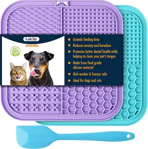 Dog Lick Mat for Anxiety Relief, 2 Pack Suction Cup Licking Pads for Dogs & Cats, Peanut Butter Slow Feeder Mat, Dog Enrichment Toy to Reduce Boredom for Bathing & Grooming