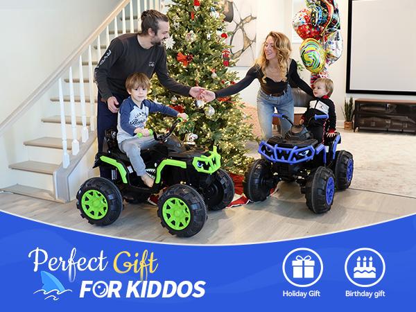 Hikiddo 24V 4WD Kids Ride on ATV 4 Wheeler, Electric Ride on Toy for Big Kids with 4*200W Motor, 5.6Mph Max Speed