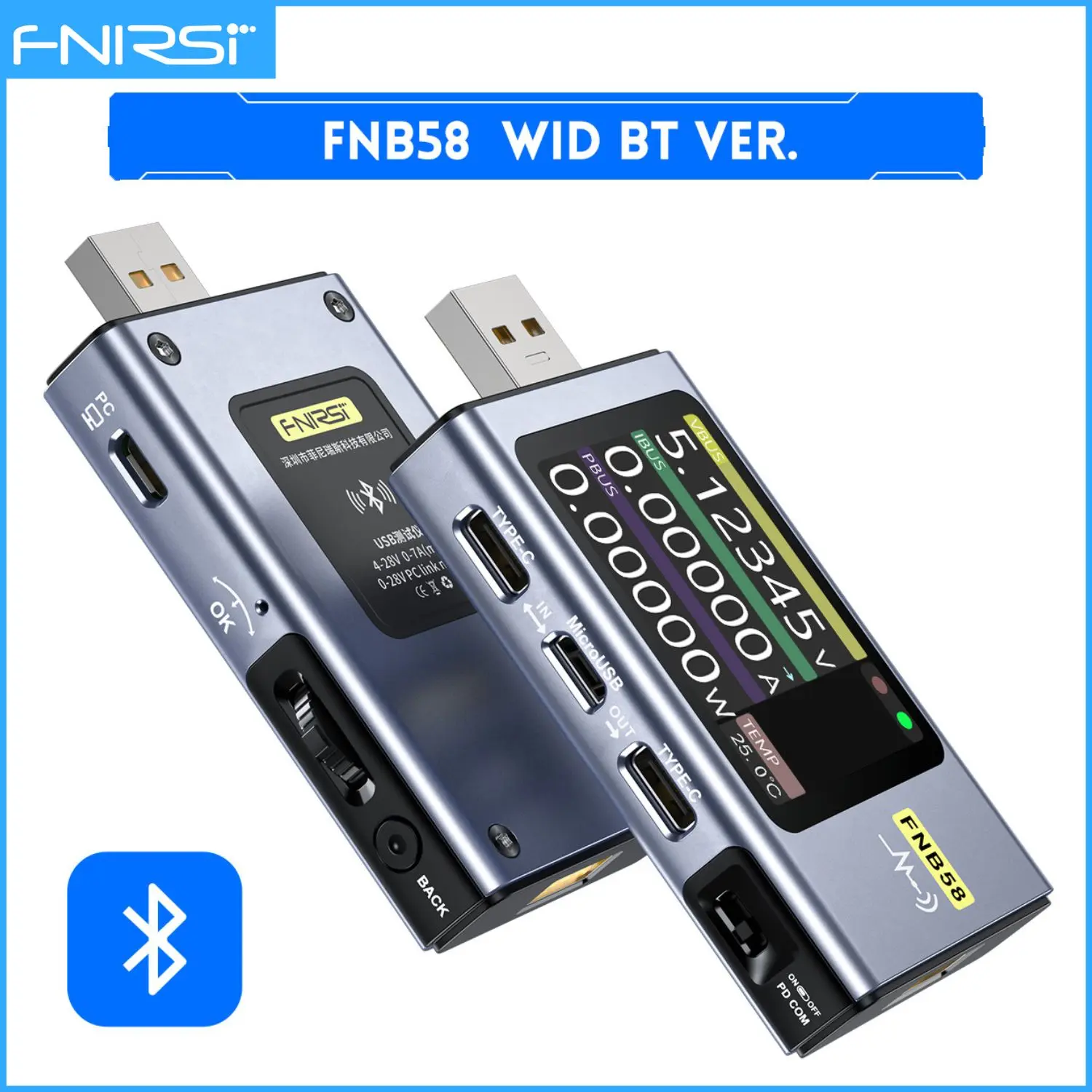FNIRSI FNB58 USB Voltage and Current Tester with 2 Inch TFT LCD Display ...