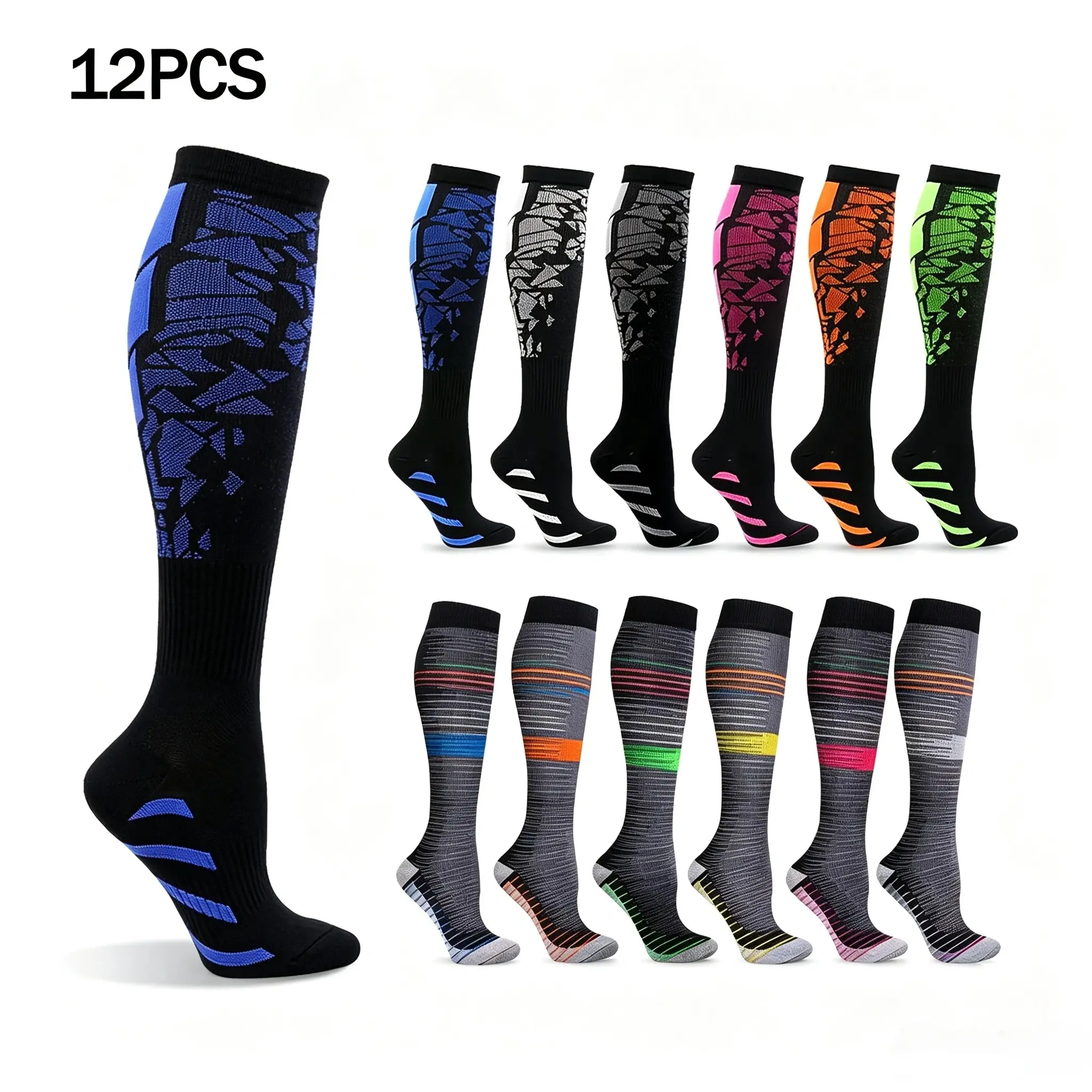 20-30 mmHg Compression Socks for Men & Women, Knee High Graduated Compression Socks, Moisture Wicking Athletic Support Socks for Running, Travel, Work & Everyday Wear