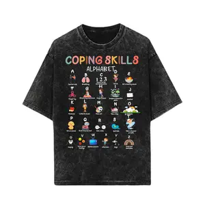 [100% Cotton] Colorful Coping Skills Alphabet Therapy Mental Health Awareness T-Shirt Black-Hoodie-front Black-Sweatshirt-front