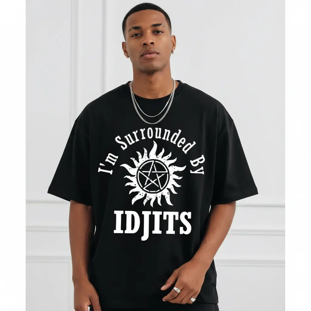 Men's Supernatural Idjits Bobby Graphic T-Shirt -  Cotton Short Sleeve Crew Neck Regular Fit Casual Wear| Soft & Breathable Fabric, Durable Print, Everyday Comfort, Machine Washable, Humor Tee, Everyday Wear
