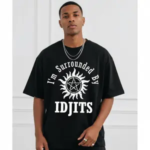 Men's Supernatural Idjits Bobby Graphic T-Shirt - 100% Cotton Short Sleeve Crew Neck Regular Fit Casual Wear| Soft & Breathable Fabric, Durable Print, Everyday Comfort, Machine Washable, Humor Tee, Everyday Wear
