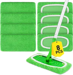 8Pcs Reusable Microfiber Mop Pads Compatible with Swiffer Sweeper,Replacement Dry Sweeping Cloths & Wet Mopping Pads Refills,Washable Mop Pads for Multi-Surface Floor Cleaning