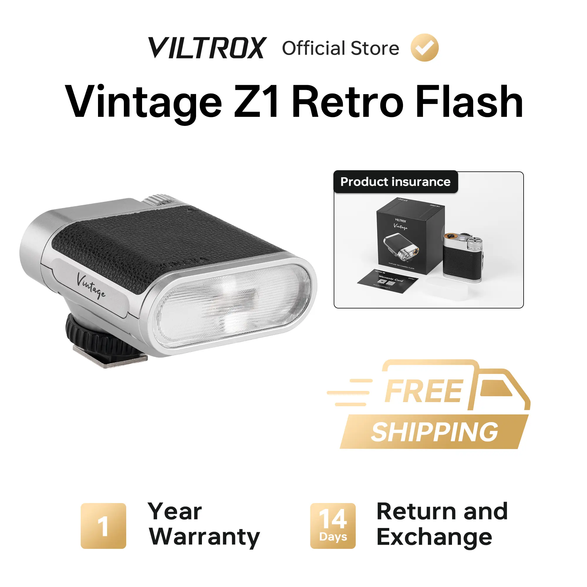 Viltrox Vintage Z1+ Retro Camera Flash - Compact Body (116g) Camera Photography Accessory with Adjustable Brightness, Soft Lighting, Cinematic Backlighting, Highlights & Shadows Control, Guide Number 12 for Endless Inspiration & Decisive Shots