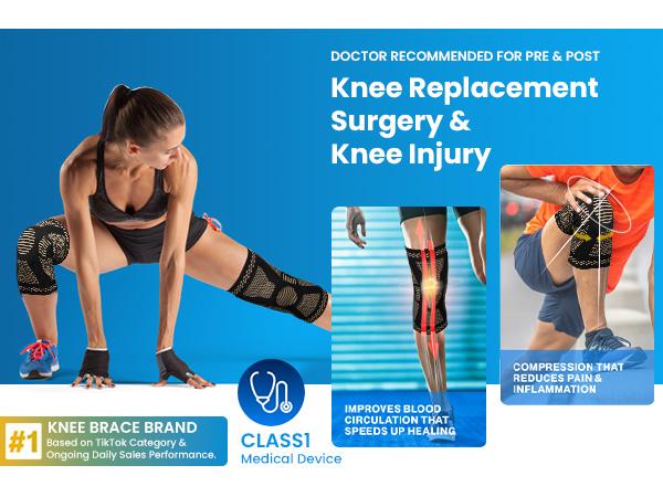 UGEM 2 Pack Knee Braces for Knee Pain, Compression Knee Sleeves with Patella Gel Pad & Side Stabilizers,Workout Sports Knee Braces for Women & Men, Pain Relief for Meniscus Tear, ACL & Arthritis Pain Relief