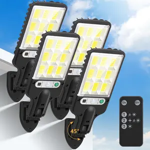 Outdoor Lights Solar Powered - 108 Solar Motion Lights Outdoor Dusk to Dawn Outside with Remote Control, 6500K Adjustable Flood Lighting, IP65 Waterproof Luces Solares Yard Wall Porch 4 Pack street light outdoor Smart LED