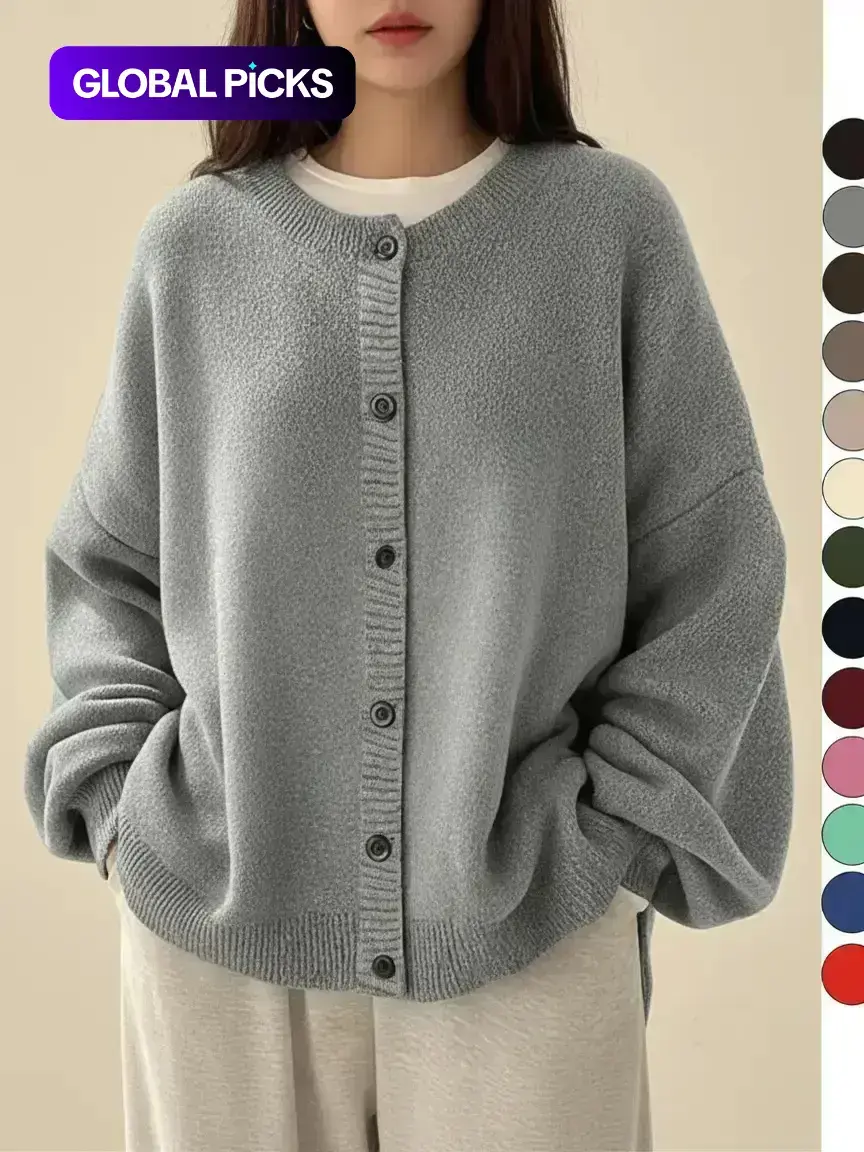 Women's Solid color Basic Button Front Knit Cardigan, Casual Long Sleeve Knitwear for Daily Wear, Ladies Clothes Womenswear for All Seasons Knitting, Knit Sweater Clothing