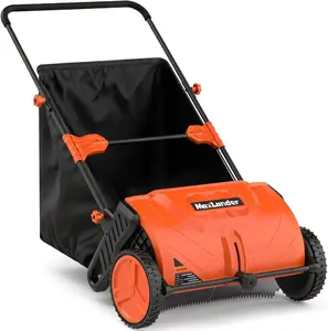 Maxlander manual Push Lawn Sweeper, 21-Inch Wide Coverage, Adjustable Height Design with 3.5 Cu. Ft. Collection Hopper for Leaves, Grass Clippings and yard sweeper