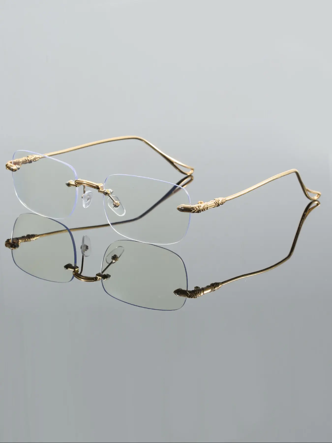 Unisex Frameless Metal Mirror, Anti-Blue Light Function, Alloy Frame, Business Style, Suitable for All Seasons, Single Pack, Stylish Protective Glasses, Blue Light Filter Glasses, Blue Light Eyeglasses, Rimless Eyewear