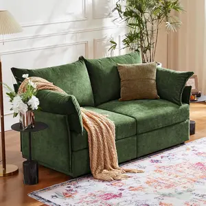 ABCASA Luxury Oversized Loveseat Sofa, Modern Modular Sectional Couch Fluffy Chenille Mid Century 2-Seat 24.5" Deep Seat for Apartment, Living Room, Bedroom