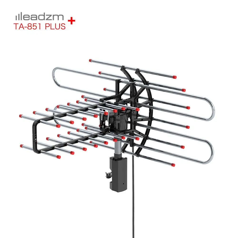 Leadzm TA-851 Plus Outdoor Antenna with 360° Rotation, UV Protection, Dual Frequency 45-860MHz, 22-38dB Amplifier, 42.65ft Cable, Remote & Noise Reduction Audio & Video Accessories, Digital