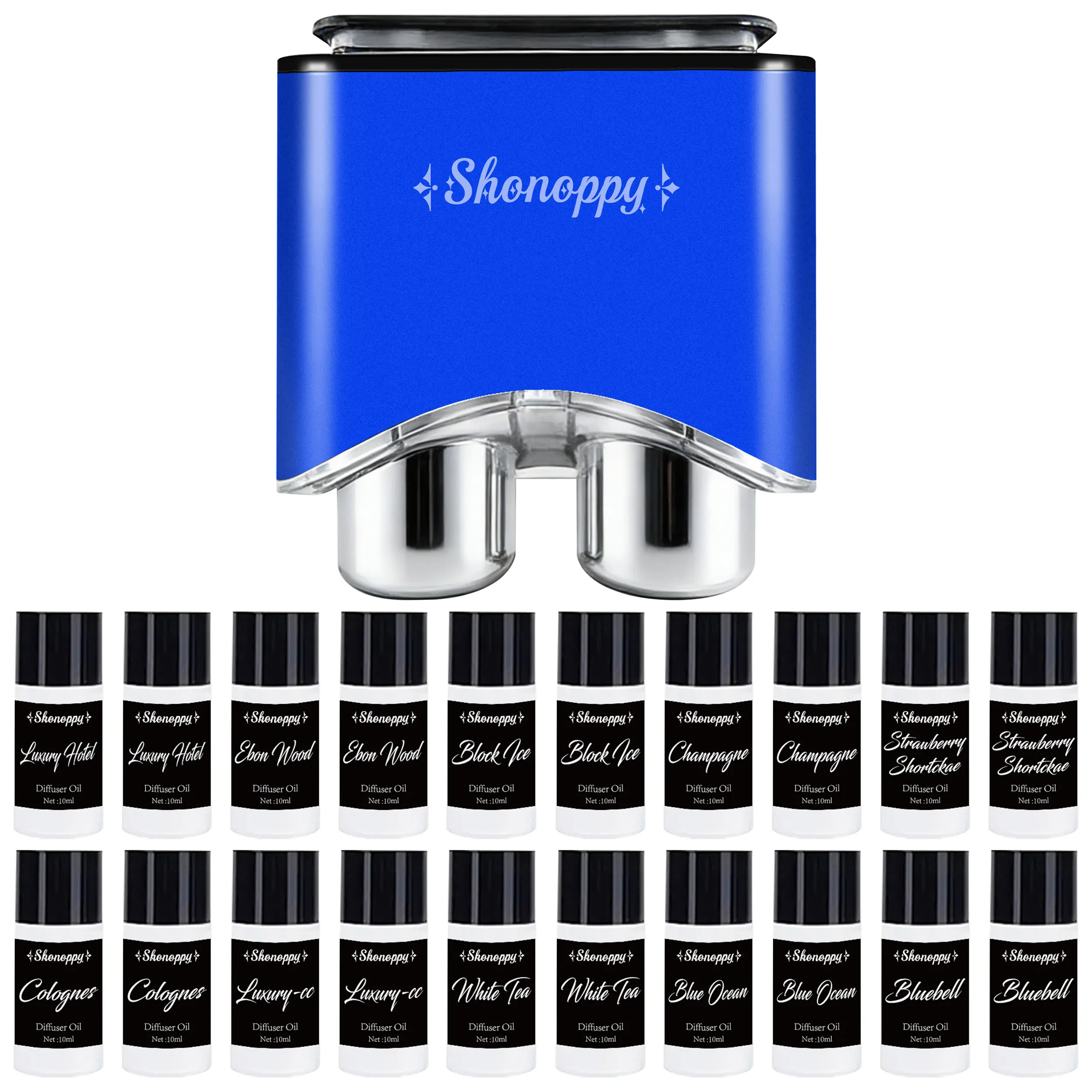 Shonoppy Touch Panel Double Spray Car Air Freshener -  20*10ML Essential Oil Long Lasting Strong Smell Car Aromatherapy Diffuser, Car Accessory Luxury Gifts