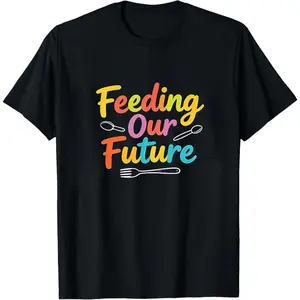 Black Colorful Feeding Our Future Graphic Tee - Sleek Casual Daily Wear Apparel