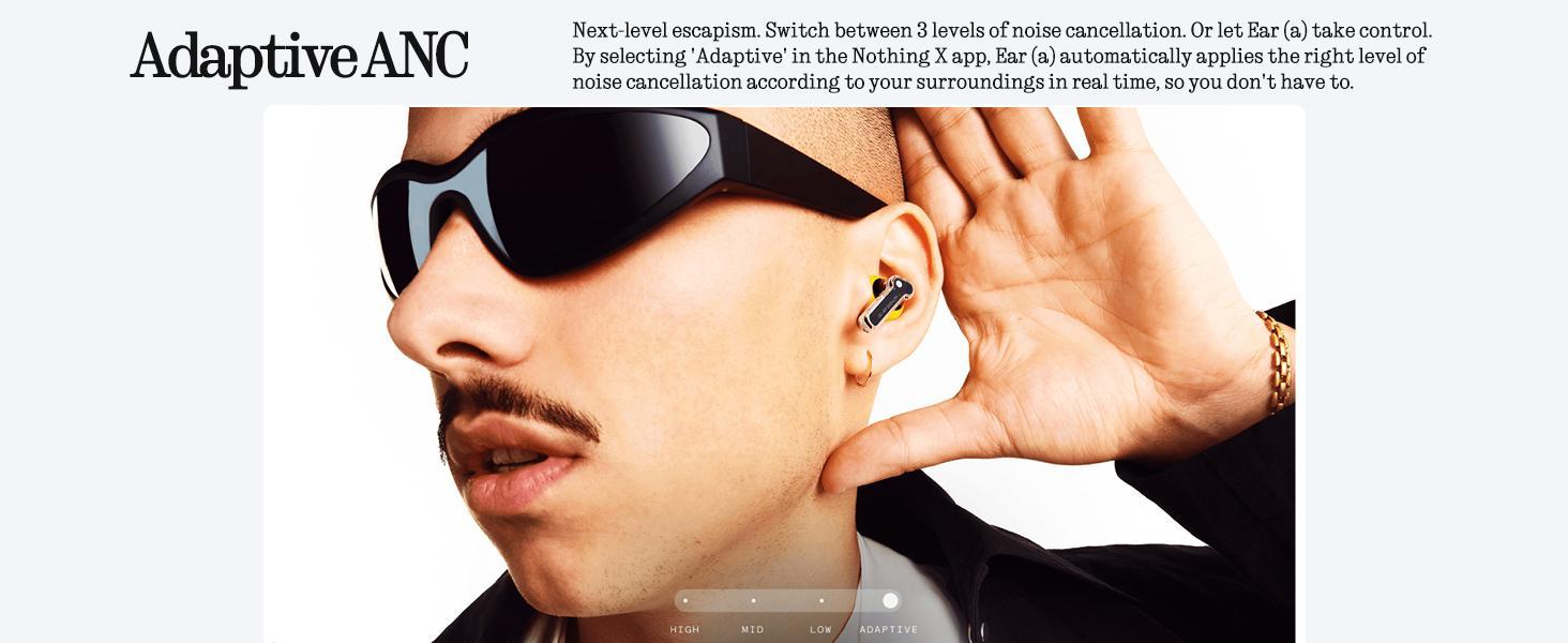 Nothing Ear (a) Wireless Earbuds with ChatGPT Integration, 45dB Hybrid Noise Cancelling Earbuds, Hi-Res Audio, Advanced Equaliser, Dual Connect, 6 Mics,42.5H Playtime Ear buds Wireless Bluetooth