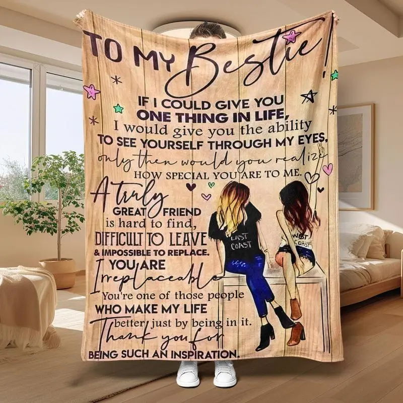 Personalized Letters Pattern Blanket - 1-Count Modern Breathable Cooling Soft Throw (60*80 in), Cozy Snuggle Wrap for Adults, Machine Washable, Home-Office Use, Boyfriend Gift