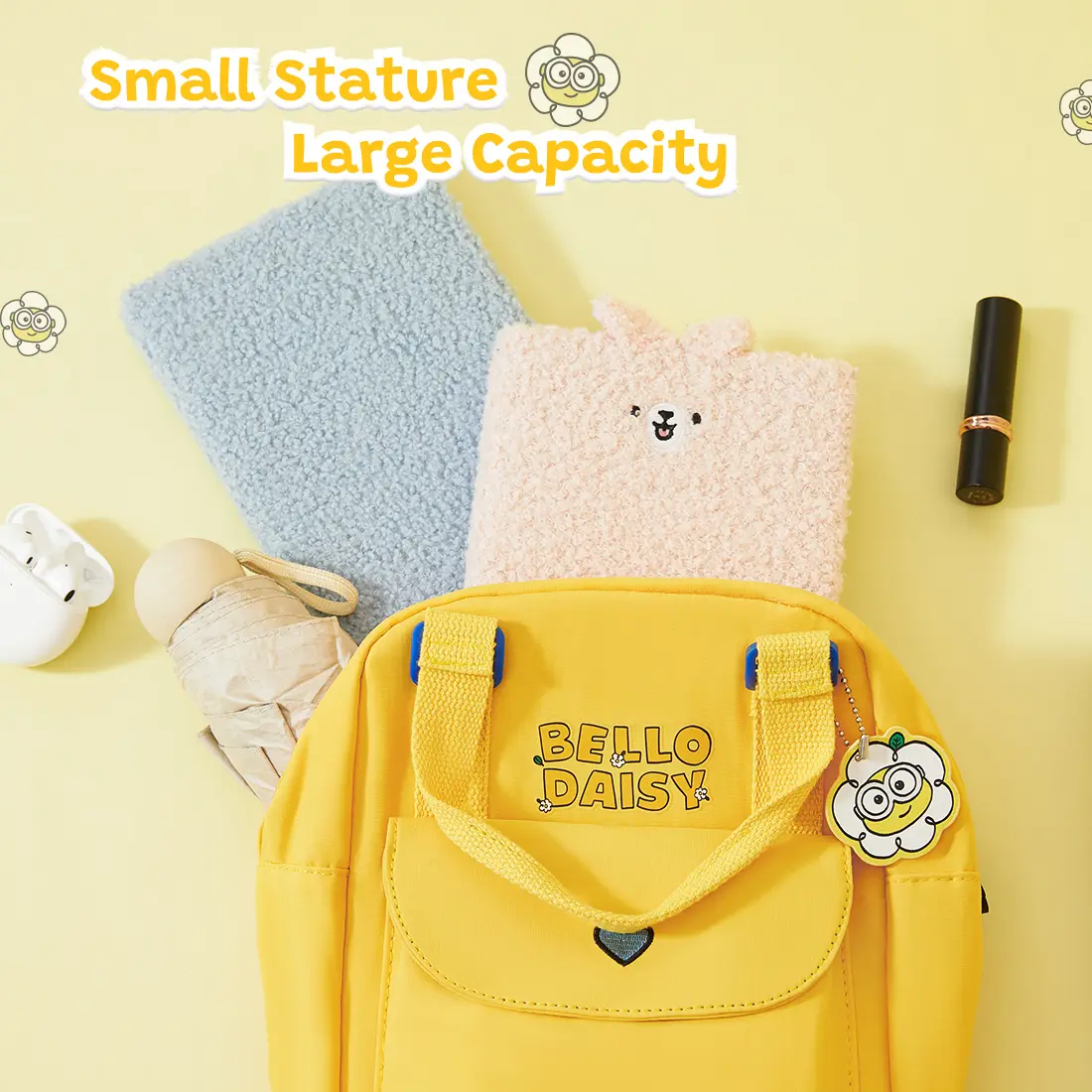 【Back to School】Floral Minion Series Mini Backpack - Sunshine Yellow, Convenient Whimsy for Day Trips, Daily Use, Holiday Gift, Springtok Cozy Summervibes Functional Kids' Luggage Bag