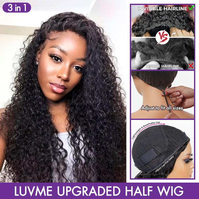 Luvme Too Easy Texture™ 0 Skill Needed-Beginner Friendly Wear Half Wig Invisible Hairline Human Hair Glueless V Part Wig No Leave Out Drawstring Install