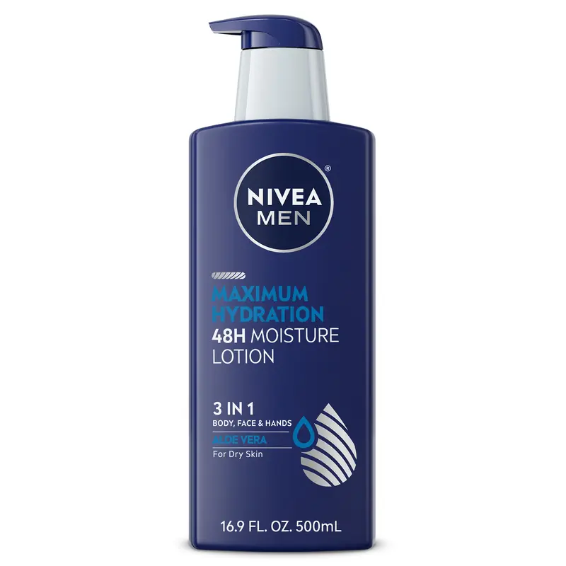NIVEA Men Maximum Hydration Nourishing Body Lotion - 16.9oz, Intensive Moisture, Fresh Scent, Absorbs Fast, No Greasy Feel, Fresh Post-Shower Daily Skincare for Men, Revitalized Feeling