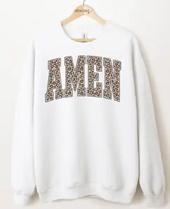 Leopard Amen Graphic Top