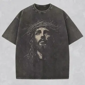 Jesus Acid Washed Heavyweight Cotton Shirt, Christian Streetwear Religious Gift for Him or Her, Faith Apparel Unisex Tee, Jesus Christ Church Wear tv show white soulja boy outfit 67 clothing