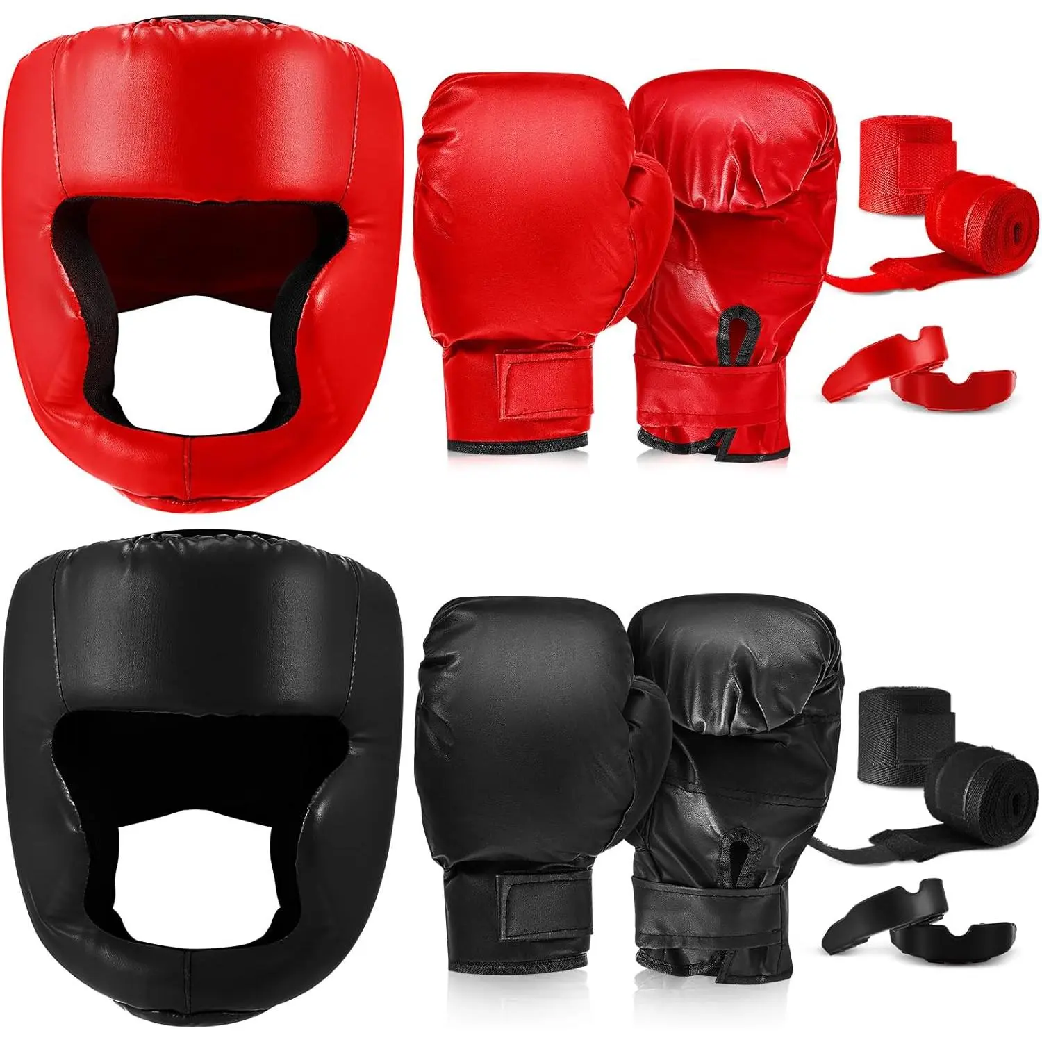 14 Pcs Boxing Set 16 Ounce Boxing Gloves Headgear Helmet Hand Wraps Mouth Guards Equipment, Christmas for Adults Youth Beginners Training Equipment Gifts Yifanyou Sports