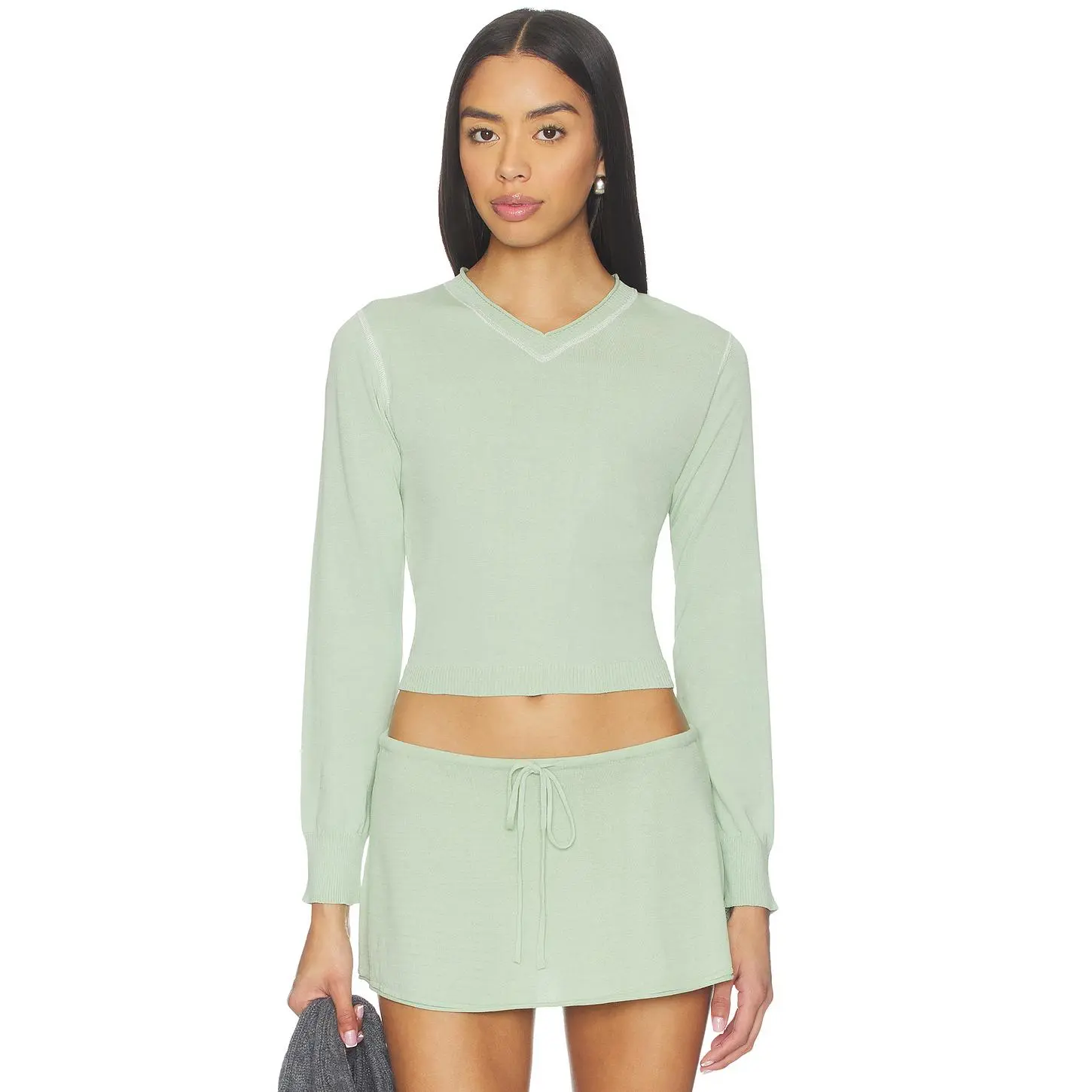 Frankies Bikinis Eli Knit Sweater in Eucalyptus