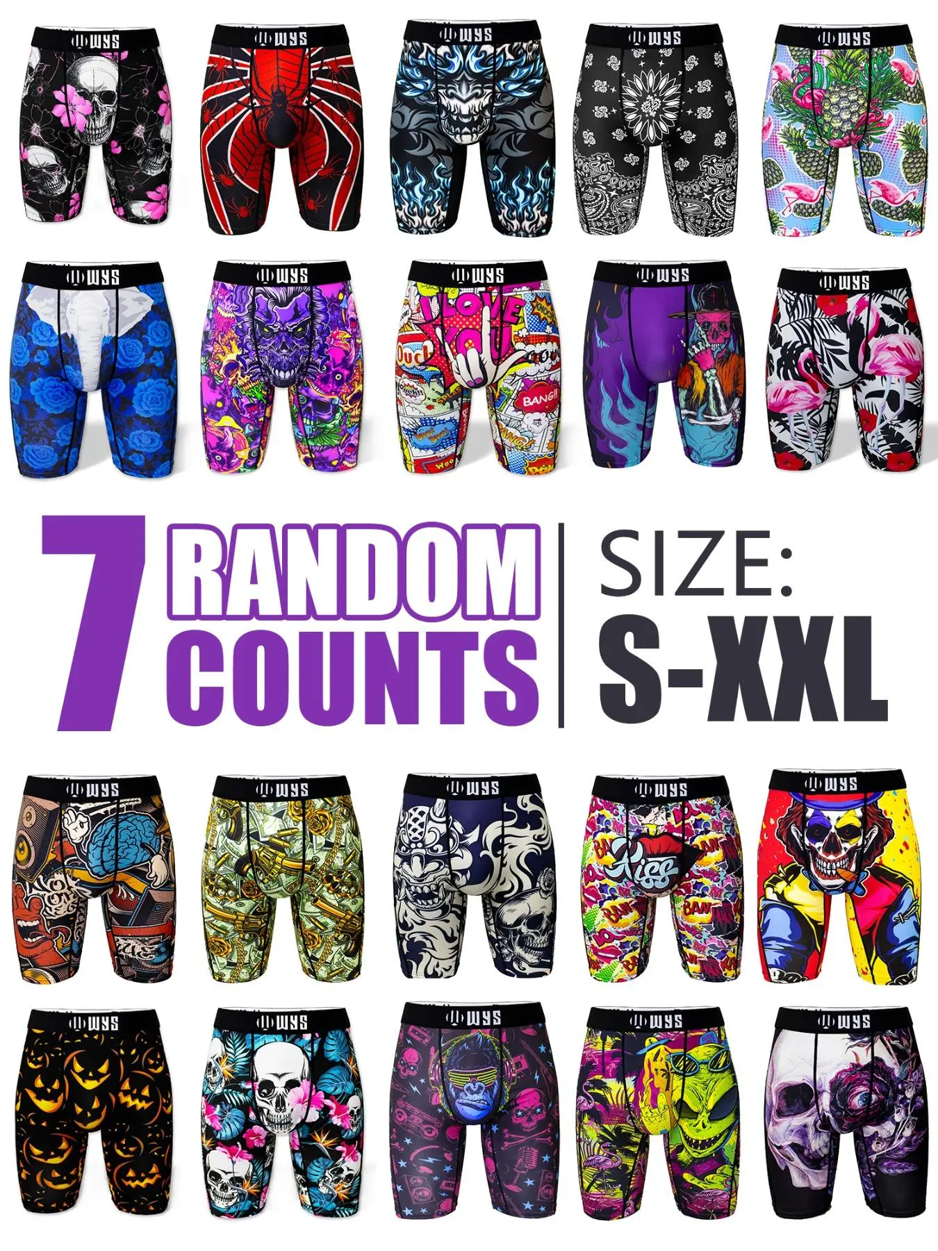 Random Color Men's All Over Print Boxer Brief, Fitted Breathable Comfortable Underwear for Daily Wear, Casual Men's Underwear for All Seasons, Undergarments