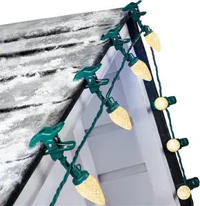 C9 68Ft Led Christmas String Lights 100 LED with Quick Clips Outdoor Waterproof Strawberry Lights, Commercial Grade Extendable for Indoor Outside Roofline Patio Home Xmas Decoration, Warm White