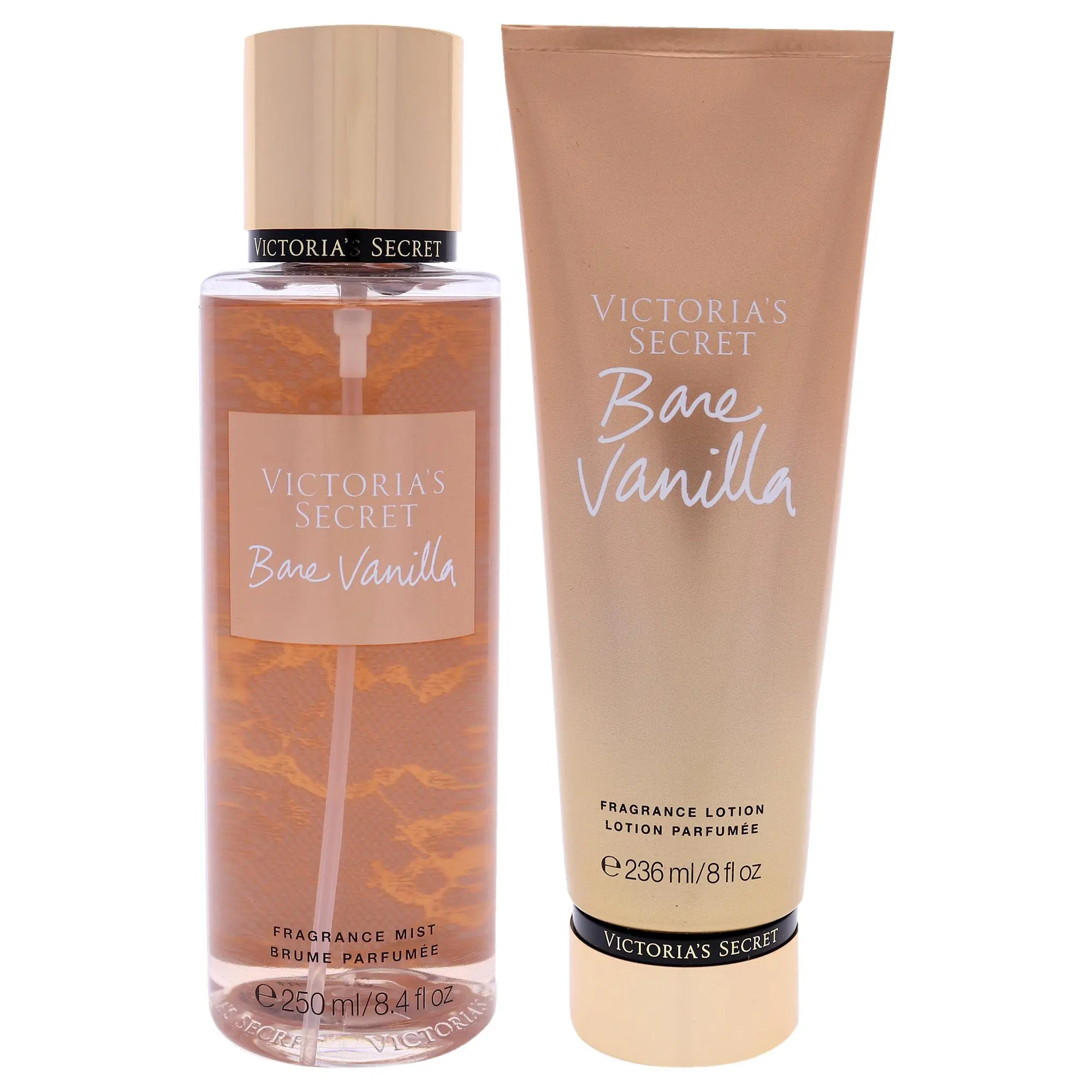 Women's Bare Vanilla by Victoria's Secret Body Care Kit Pack - 2-Piece Set with 8.4 oz Fragrance Mist Spray, 8 oz Moisturizer Body Lotion