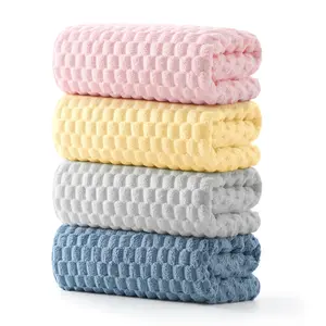 4 Pack Microfiber Bath Towels - Extra Large, Super Absorbent, Quick Dry Waffle Towels Set for Bathroom, Spa, Gym, and Travel - Luxury, Plush, 4 Multicolor