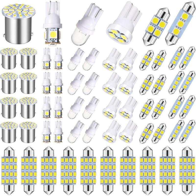 70 Pces Interior Lights LED Car Bulb Kit Set Dome Light 31 36 41 mm 12v De3175 6411 T10 2825 6612f 6615f for Dome Map Read Door Trunk Glove Box License Plate Christmas Cargo Courtesy, Led Car Ambient Light, Cars