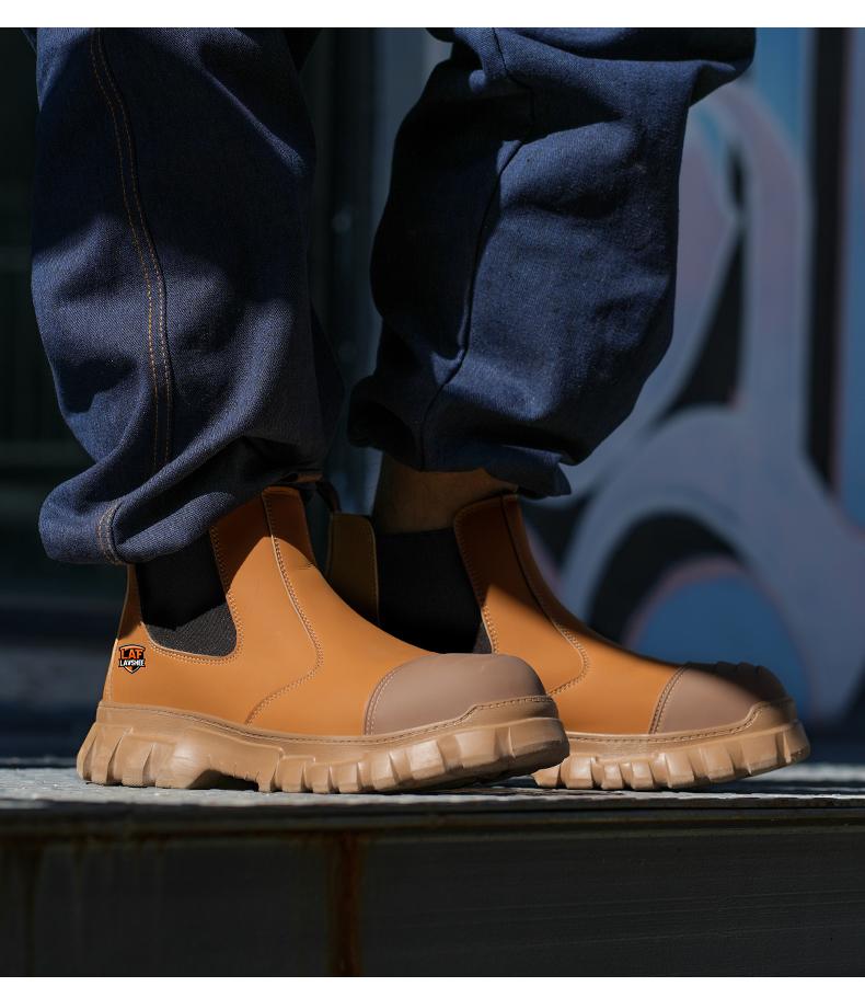 Lightweight steel toe brown anti slip work shoes - splash proof, smash proof, puncture proof, breathable safety shoes SpringStatements
