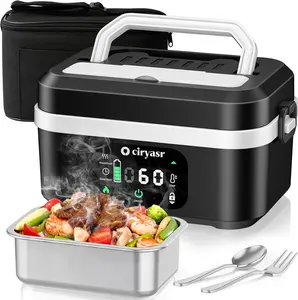 Heated Lunch Box with 20000mAh Battery,Cordless Electric Food Warmer with Scheduled Heating & Digital Display,Portable Rechargeable Lunch Heater for Work, Office, Travel, Camping,Suitable for Adults and Children