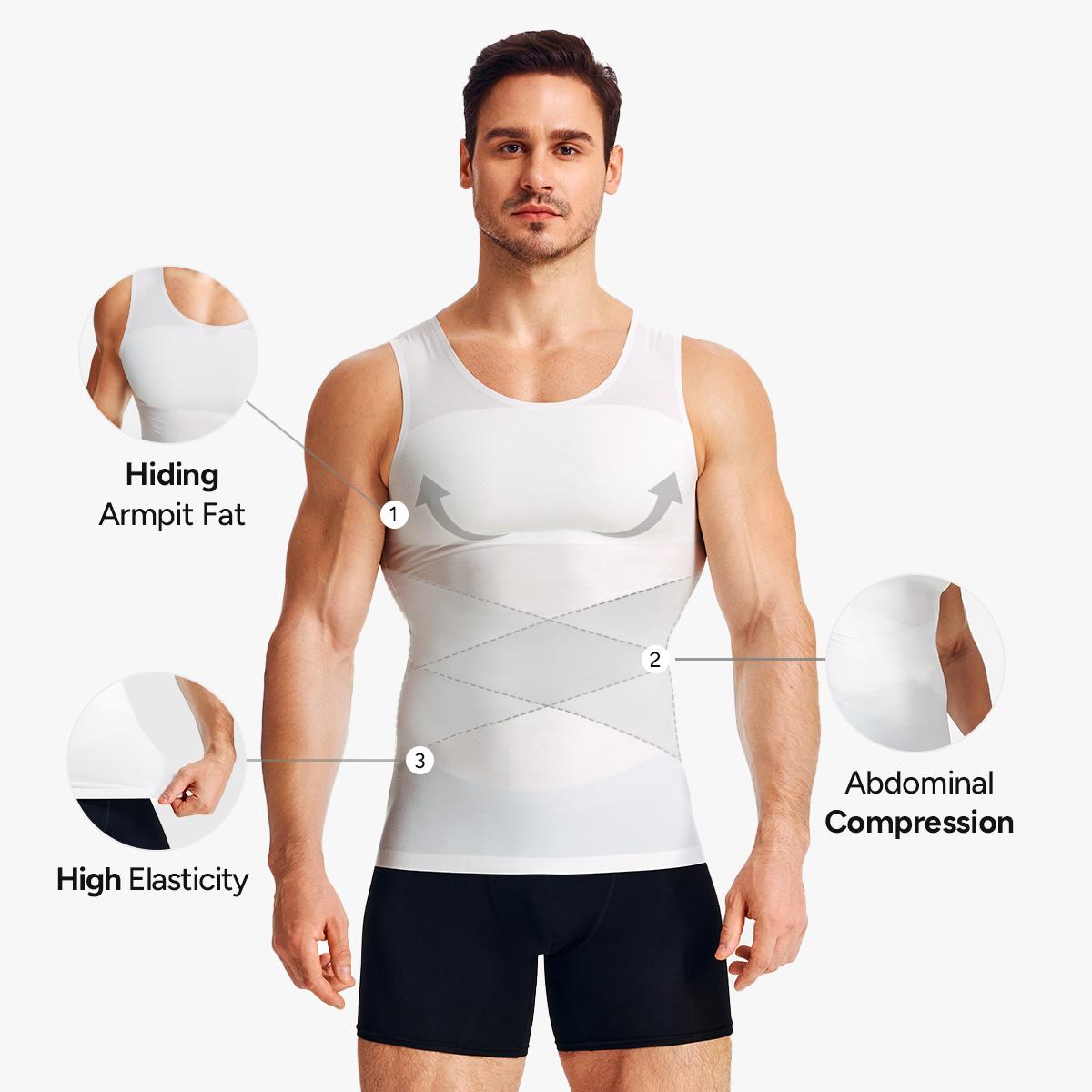 【Nebility】Men’s Compression Shapewear Vest, Abdominal Slimming Base Layer with Back Cross Support & Posture Correction, High Elasticity, Moisture-Wicking Body Shaping Tank， Menswear Plain SpringStatements